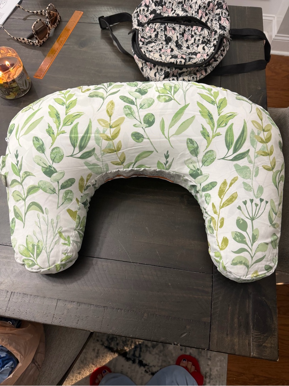 Green Leaf Nursing Pillow Boppy- Soft Support for Feeding and Lounging